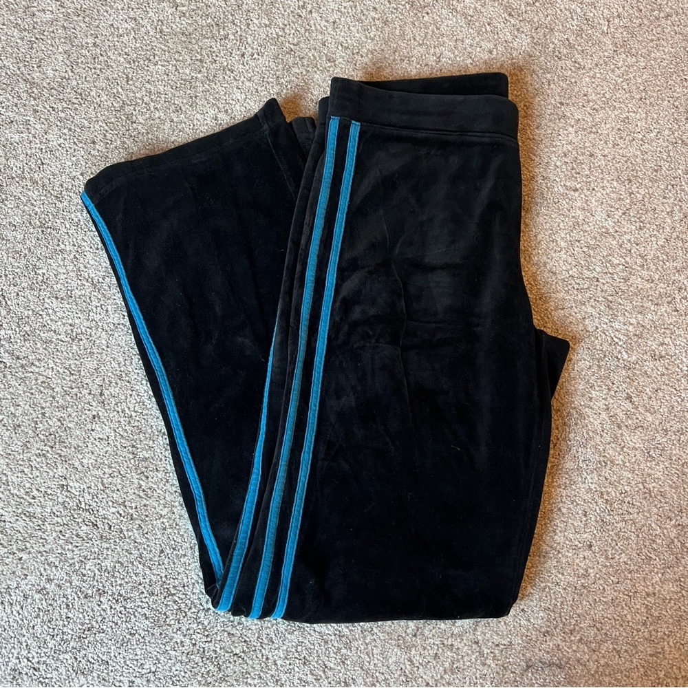 Black Track Pants with blue stripes
